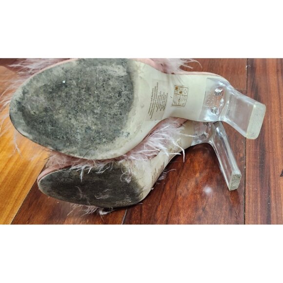 FREE PEOPLE X JEFFREY CAMPBELL Sz 7 DAISY FEATHER BOA HEELS PINK - Picture 8 of 13